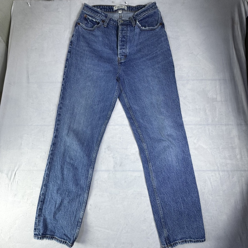 Abercrombie & Fitch Womens The Dad Jeans Blue Denim Curve Love High Rise 27/4R
